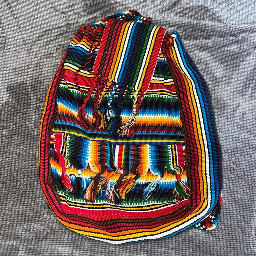 Rainbow Knit Boho Hippie Bag